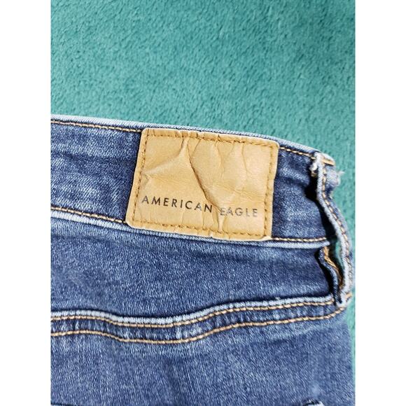 American Eagle Jeans Size 2 Womens Blue Stretch High Rise Boho Flared Wide Leg - Picture 13 of 14